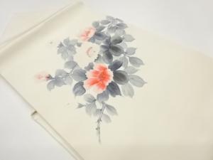 作家物　塩瀬金彩手描き花模様名古屋帯